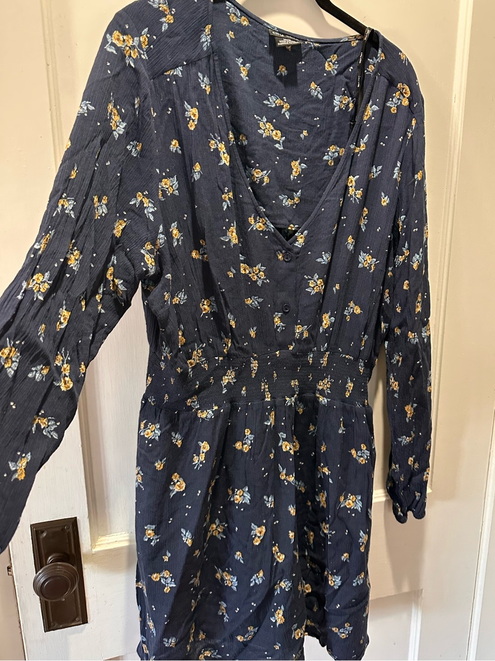 City Chic Women's Navy Floral Long-Sleeve Dress